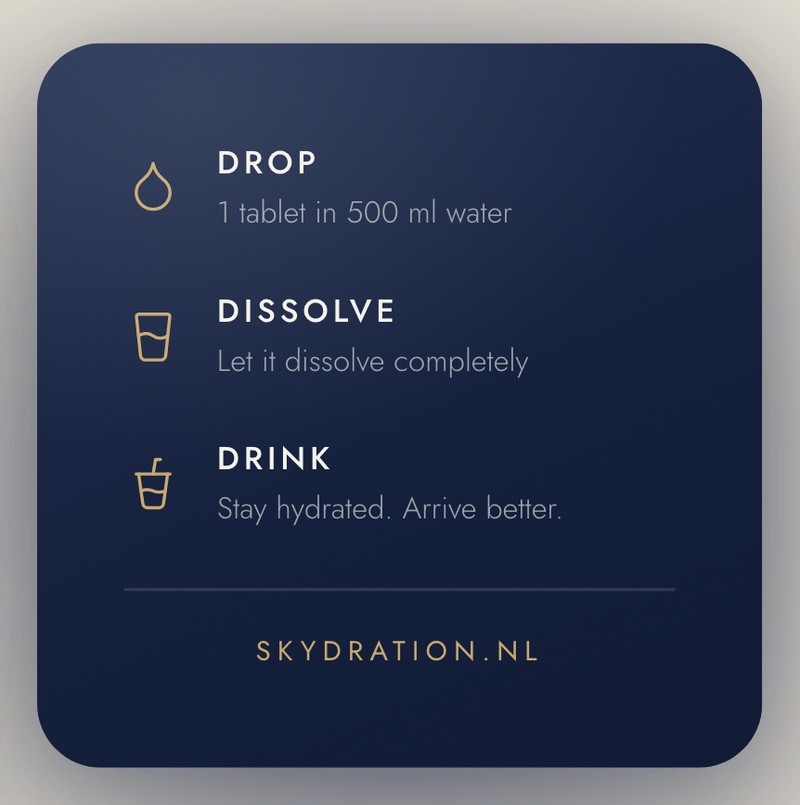 Skydration Flight card, back